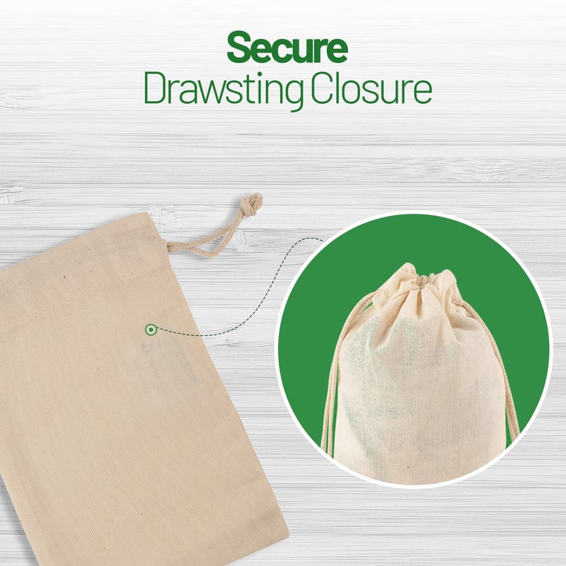Greenmile 50 Pieces Organic Cotton Muslin Bags 4x6 Inch - Image 5